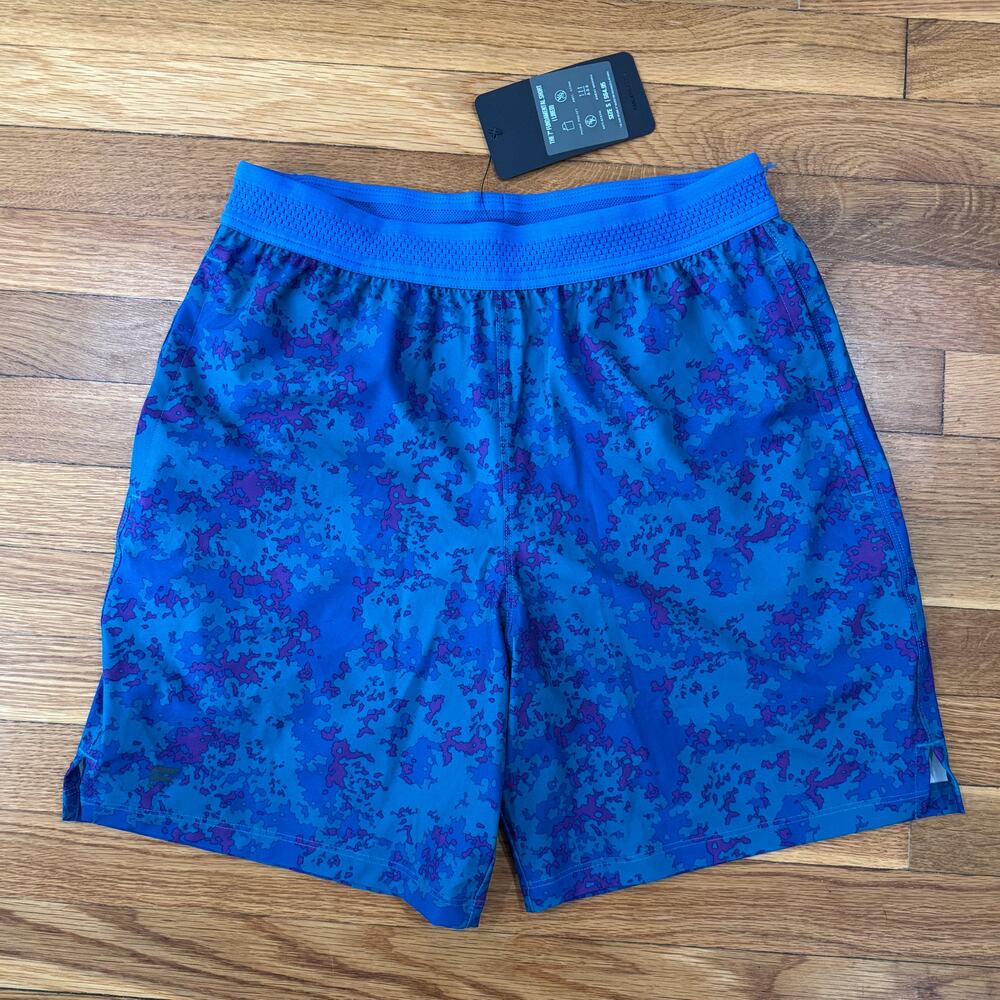 Fabletics Fundamental Shorts Mens Small 7" Lined Training Gym Blue Purple NWT